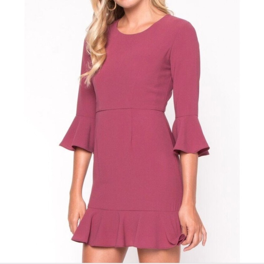 Everly Fuscia Bell Sleeve Dress